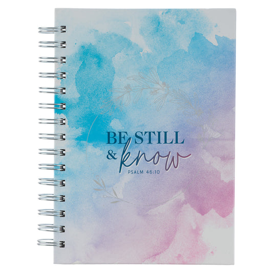 Journal Wirebound Blue/Purple Watercolor Be Still Ps. 46:10