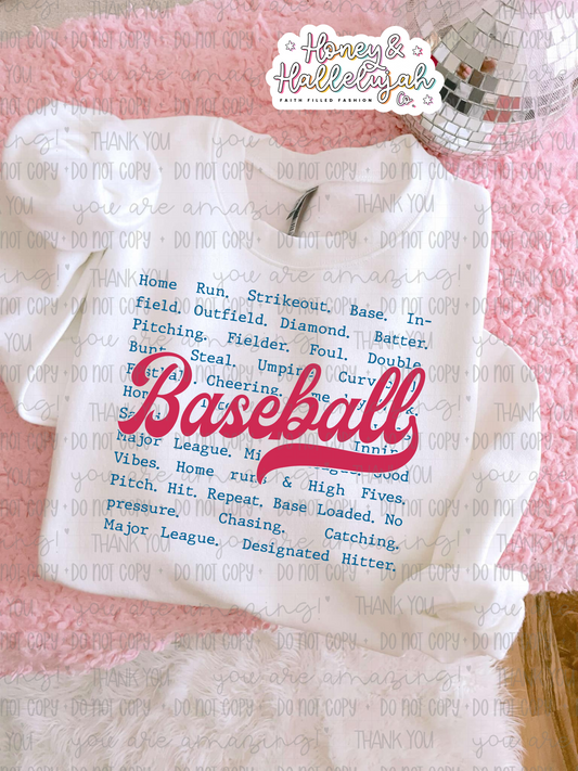 Baseball Words Short Sleeve Tee